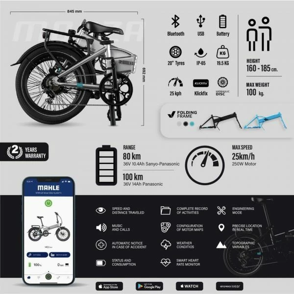 VÉLO ÉLECTRIQUE PLIANT 20" SMARTBIKE - LEGEND MONZA 10.4AH ARGENT – Image 5