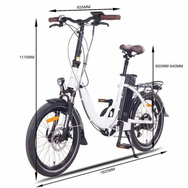 VÉLO ELECTRIQUE PLIANT NCM PARIS BLANC - 20", 250W, BATTERIE 36V 15AH – Image 7