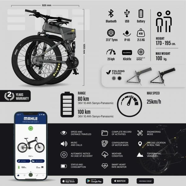 VÉLO VTT ÉLECTRIQUE PLIANT 27,5" SMARTBIKE - LEGEND ETNA 10.4AH NOIR – Image 5